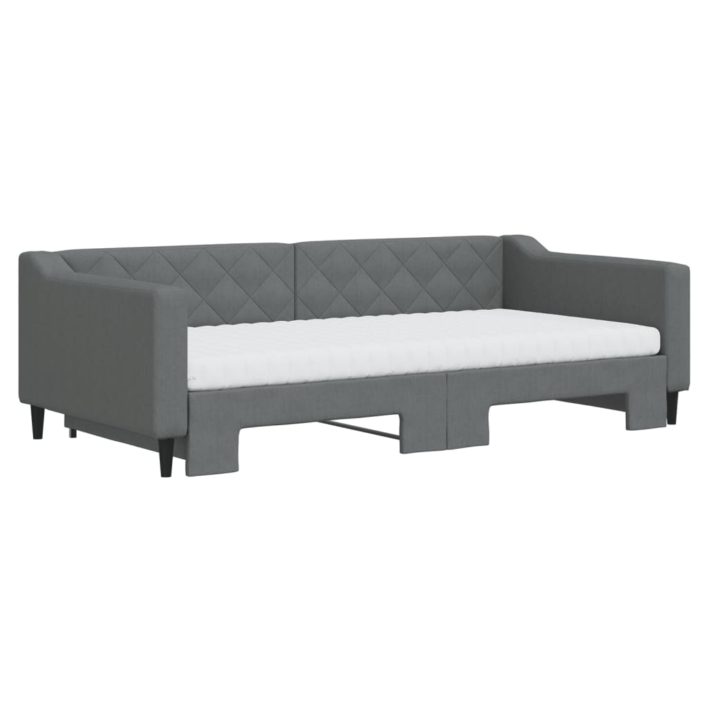vidaXL Slaapbank onderschuifbed matrassen 100x200 cm stof donkergroen afbeelding