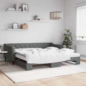 Válenda s přistýlkou a matracemi tmavě šedá 100 x 200 cm textil - obrázek 1