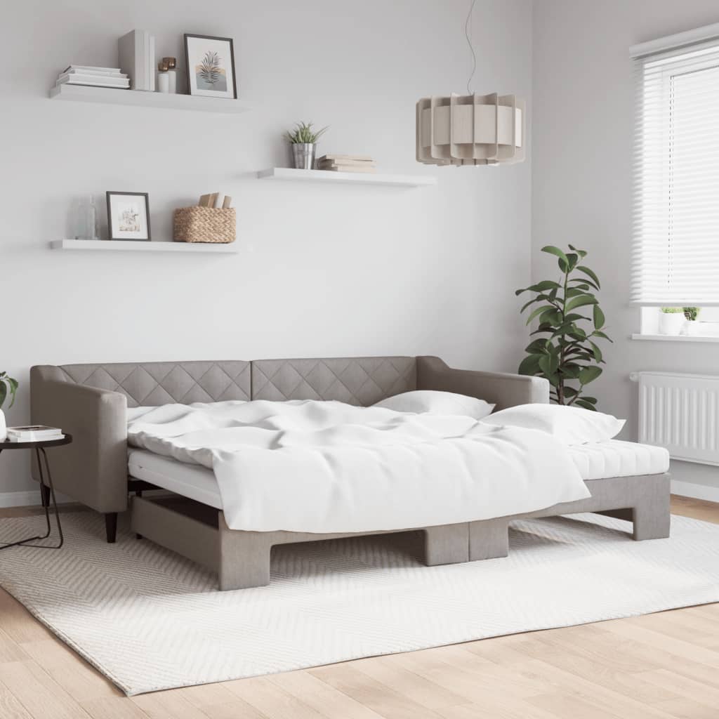vidaXL daybed med udtræk og madras 100x200 cm stof gråbrun