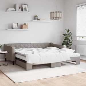 Válenda s přistýlkou a matracemi taupe 100 x 200 cm textil - obrázek 1