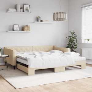 Válenda s přistýlkou a matracemi krémová 100 x 200 cm textil - obrázek 1
