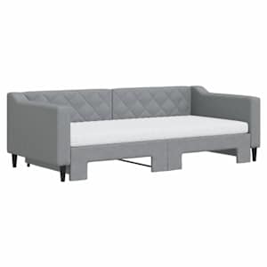 Válenda s přistýlkou a matracemi světle šedá 90 x 190 cm textil - obrázek 3