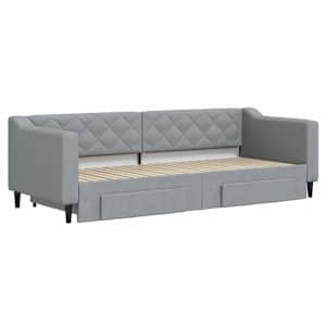 Válenda s přistýlkou a zásuvkami světle šedá 80 x 200 cm textil - obrázek 3