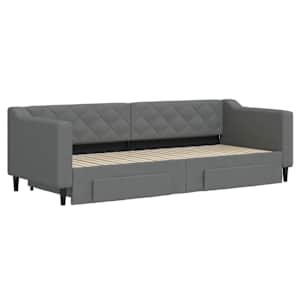Válenda s přistýlkou a zásuvkami tmavě šedá 80 x 200 cm textil - obrázek 3