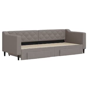 Válenda s přistýlkou a zásuvkami taupe 80 x 200 cm textil - obrázek 3