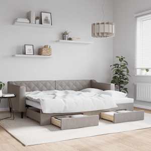 Válenda s přistýlkou a zásuvkami taupe 80 x 200 cm textil - obrázek 1