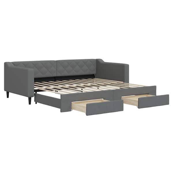 vidaXL diivanvoodi v&auml;ljat&otilde;mmatav ja sahtlitega madratsita, 90x200 cm