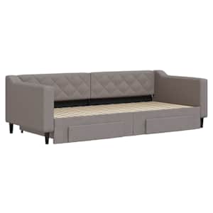 Válenda s přistýlkou a zásuvkami taupe 90 x 200 cm textil - obrázek 3