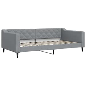 Válenda s přistýlkou a zásuvkami světle šedá 100x200 cm textil - obrázek 4