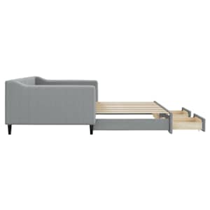 Válenda s přistýlkou a zásuvkami světle šedá 100x200 cm textil - obrázek 7