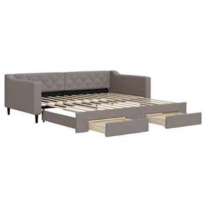 Válenda s přistýlkou a zásuvkami taupe 100 x 200 cm textil - obrázek 2