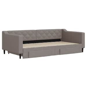 Válenda s přistýlkou a zásuvkami taupe 100 x 200 cm textil - obrázek 3