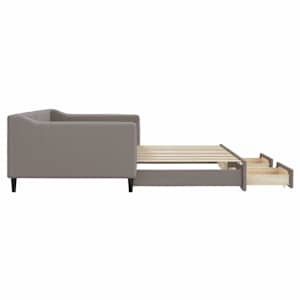 Válenda s přistýlkou a zásuvkami taupe 100 x 200 cm textil - obrázek 7