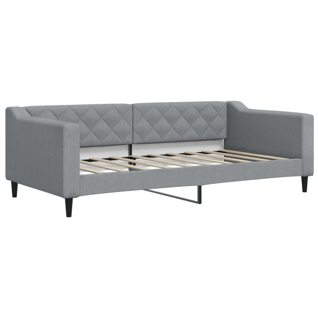vidaXL Slaapbank met onderschuifbed en lades 80x200 cm stof lichtgrijs grijs, foto 4