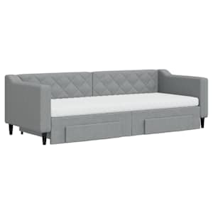 Válenda s přistýlkou a zásuvkami světle šedá 80 x 200 cm textil - obrázek 3