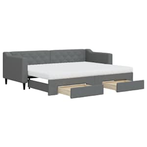 Válenda s přistýlkou a zásuvkami tmavě šedá 80 x 200 cm textil - obrázek 2
