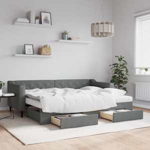 Válenda s přistýlkou a zásuvkami tmavě šedá 80 x 200 cm textil - obrázek 1