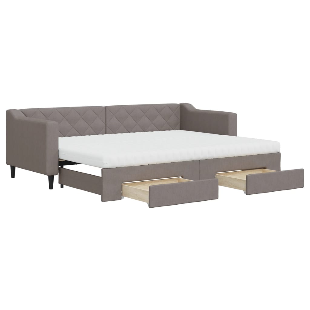 VidaXL Slaapbank Met Onderschuifbed En Lades 80x200 Cm Stof Taupe
