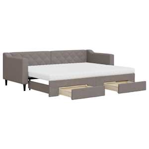 Válenda s přistýlkou a zásuvkami taupe 80 x 200 cm textil - obrázek 2