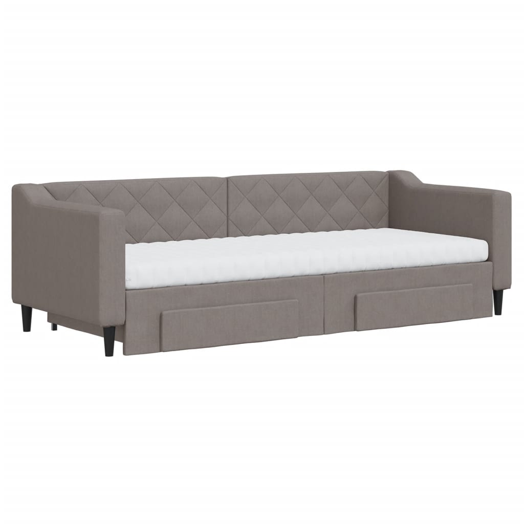 vidaXL Slaapbank met onderschuifbed en lades 80x200 cm stof taupe, foto 2