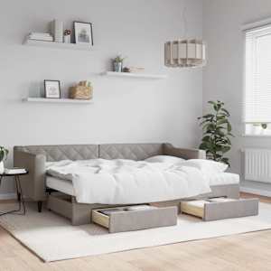Válenda s přistýlkou a zásuvkami taupe 80 x 200 cm textil - obrázek 1