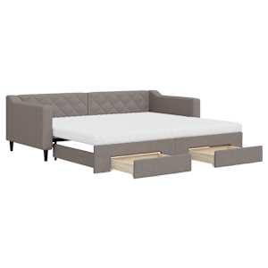 Válenda s přistýlkou a zásuvkami taupe 90 x 200 cm textil - obrázek 2