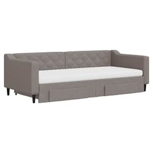 Válenda s přistýlkou a zásuvkami taupe 90 x 200 cm textil - obrázek 3