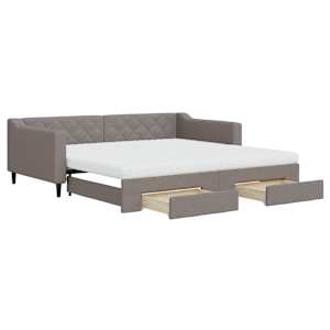 Válenda s přistýlkou a zásuvkami taupe 100 x 200 cm textil - obrázek 2