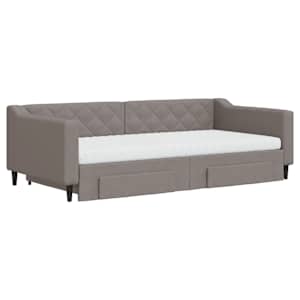 Válenda s přistýlkou a zásuvkami taupe 100 x 200 cm textil - obrázek 3