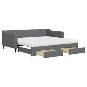 Válenda s přistýlkou a zásuvkami tmavě šedá 90 x 190 cm textil - obrázek 2