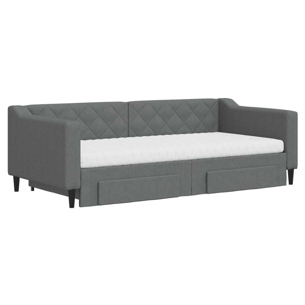 vidaXL Slaapbank onderschuifbed en lades 90x190 cm stof donkergrijs afbeelding