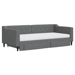 Válenda s přistýlkou a zásuvkami tmavě šedá 90 x 190 cm textil - obrázek 3