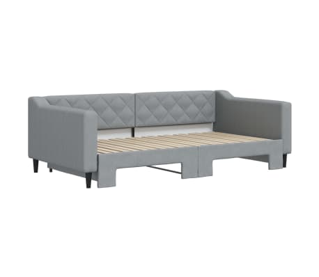 vidaXL Daybed with Trundle without Mattress Light Grey 100x190 cm