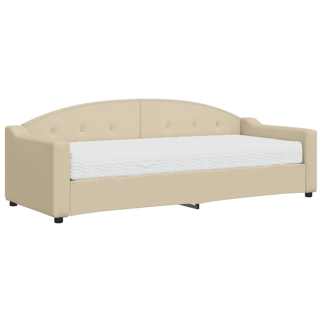 vidaXL Pat de zi cu saltea, crem, 80x200 cm, textil