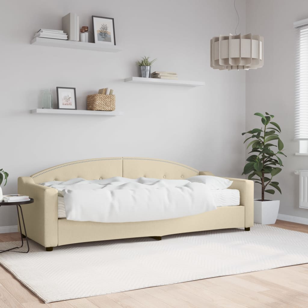 vidaXL Tagesbett mit Matratze Creme 80x200 cm Stoff