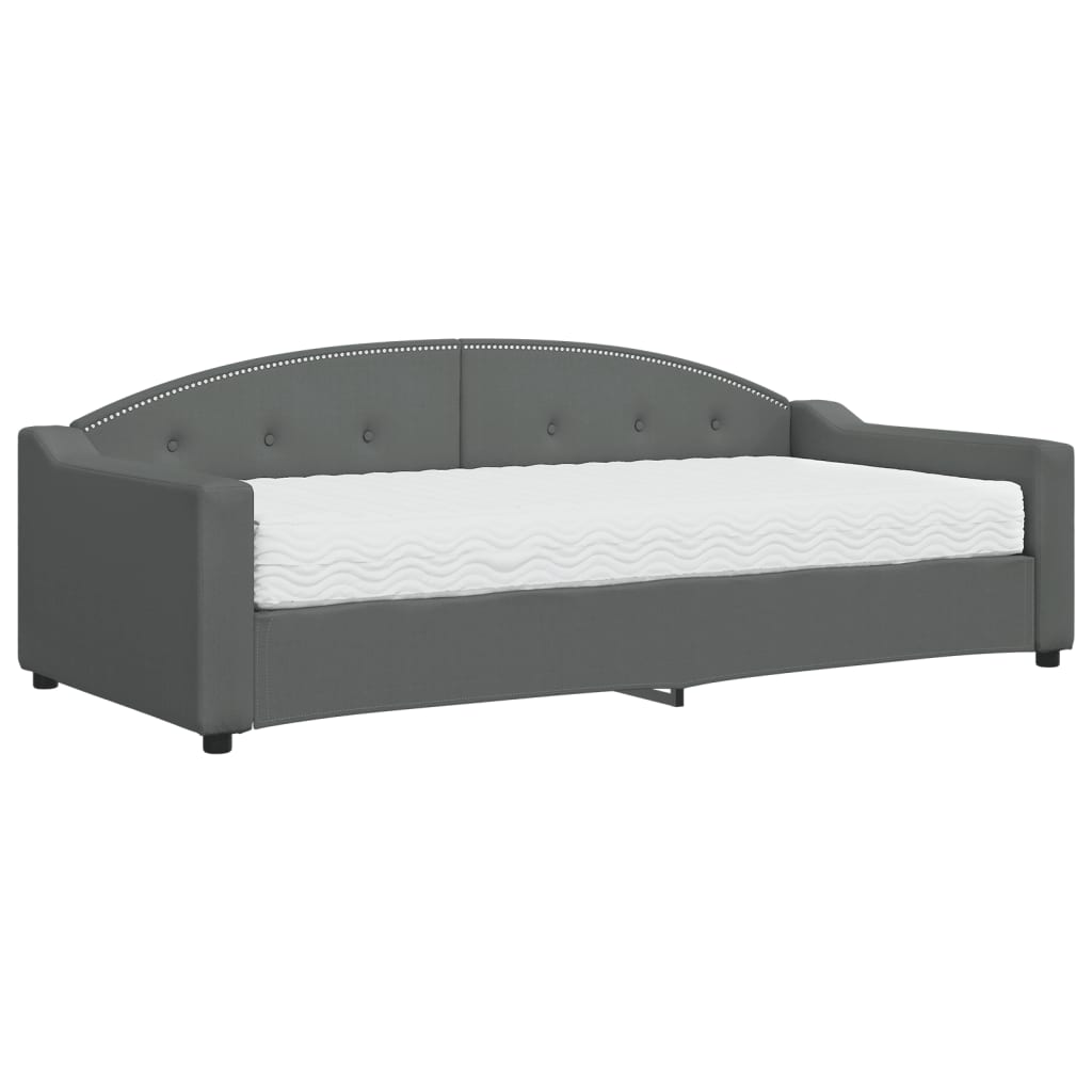 vidaXL Slaapbank met matras 90x200 cm stof donkergrijs grijs, foto 3