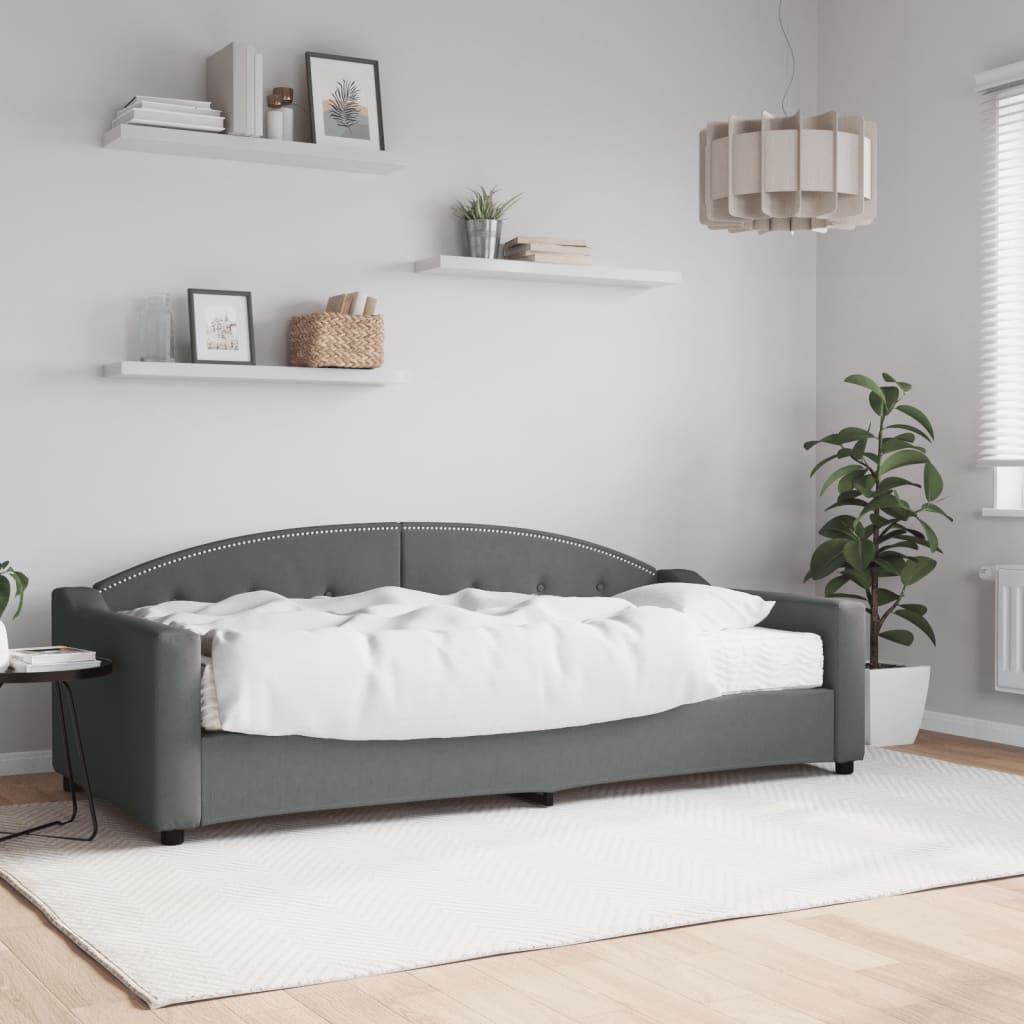 vidaXL daybed med madras 90x200 cm stof mørkegrå