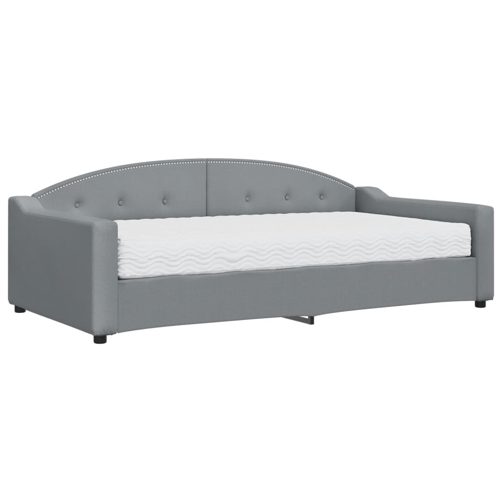 vidaXL Slaapbank met matras 100x200 cm stof lichtgrijs grijs, foto 3