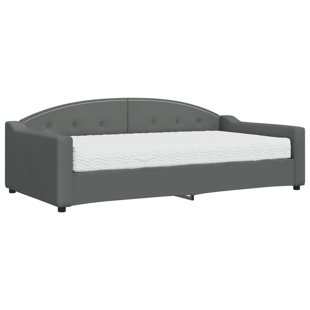 vidaXL Slaapbank met matras 100x200 cm stof donkergrijs grijs, foto 3