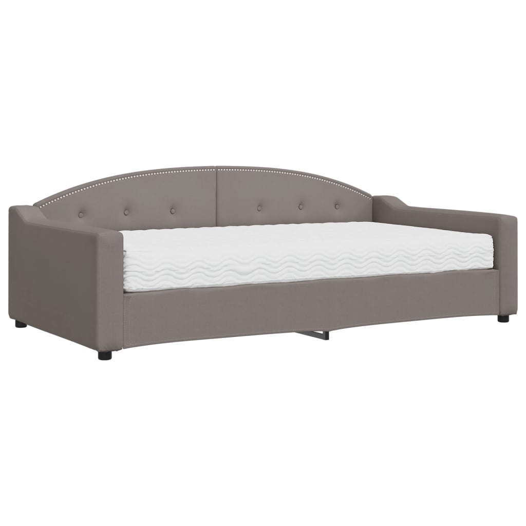 vidaXL Slaapbank met matras 100x200 cm stof taupe, foto 3