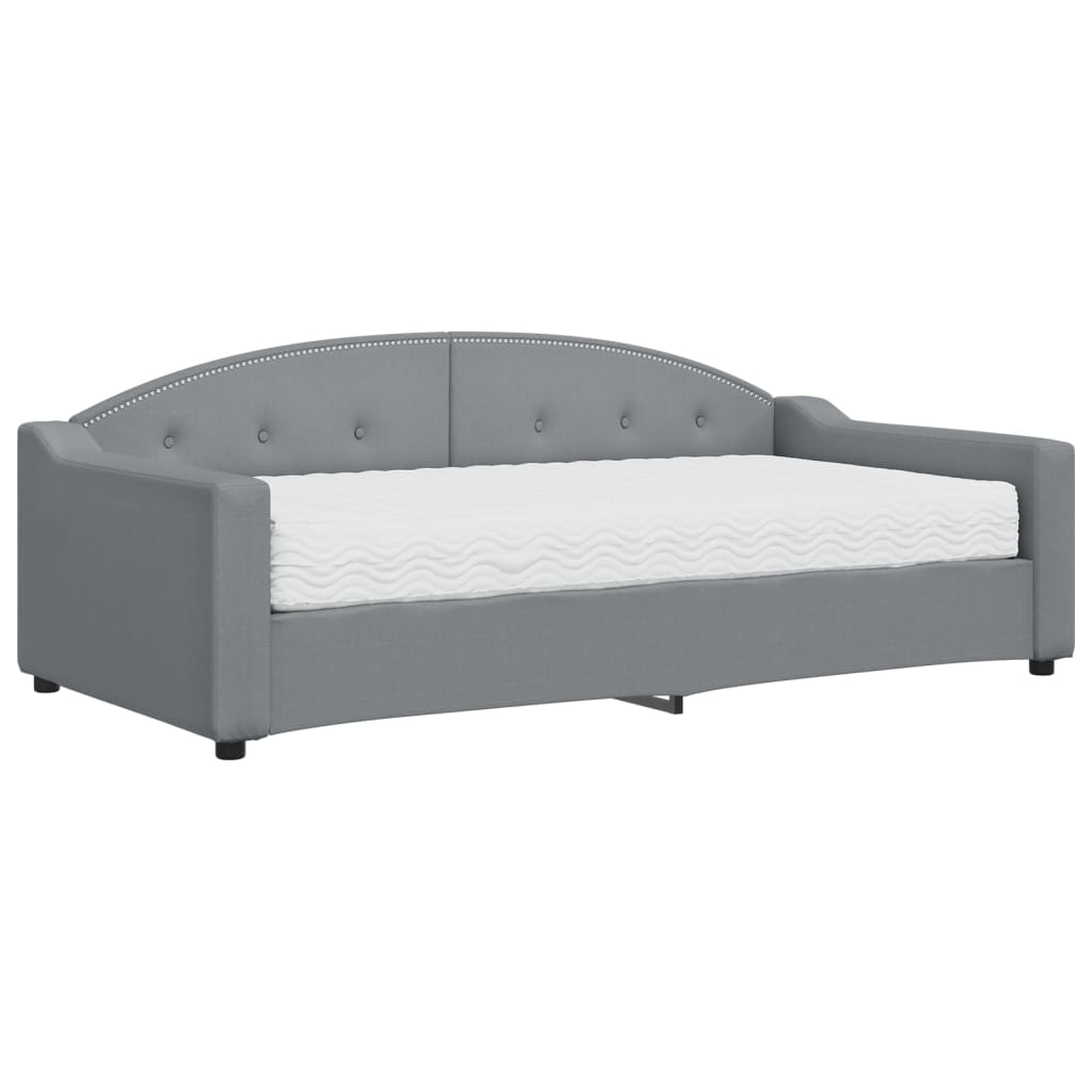 vidaXL Slaapbank met matras 90x190 cm stof lichtgrijs grijs, foto 3