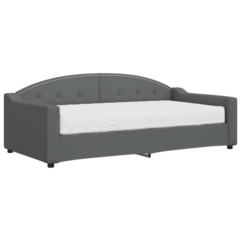 vidaXL Slaapbank met matras 90x190 cm stof donkergrijs grijs, foto 3
