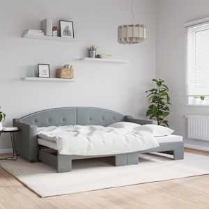 Válenda s přistýlkou světle šedá 80 x 200 cm textil - obrázek 1