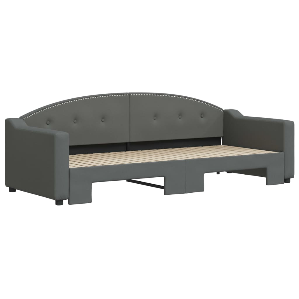 vidaXL Slaapbank met onderschuifbed 80x200 cm stof donkergrijs afbeelding