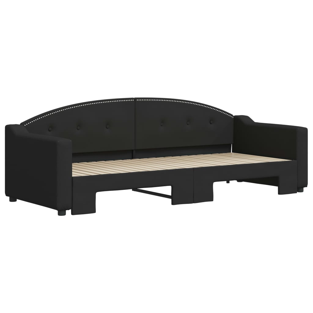 vidaXL Slaapbank met onderschuifbed 80x200 cm stof zwart afbeelding
