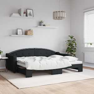 Válenda s přistýlkou černá 80 x 200 cm textil - obrázek 1