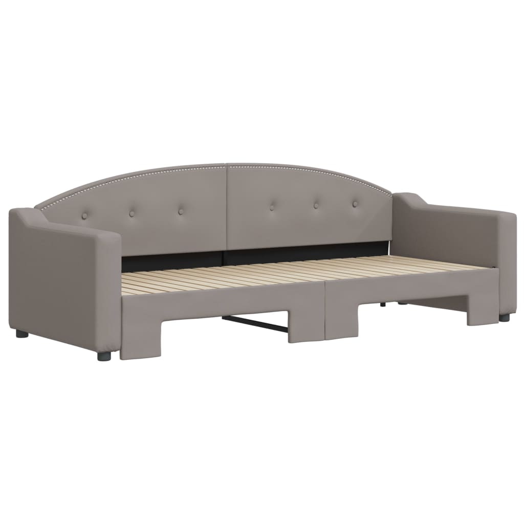 vidaXL Slaapbank met onderschuifbed 80x200 cm stof taupe, foto 2