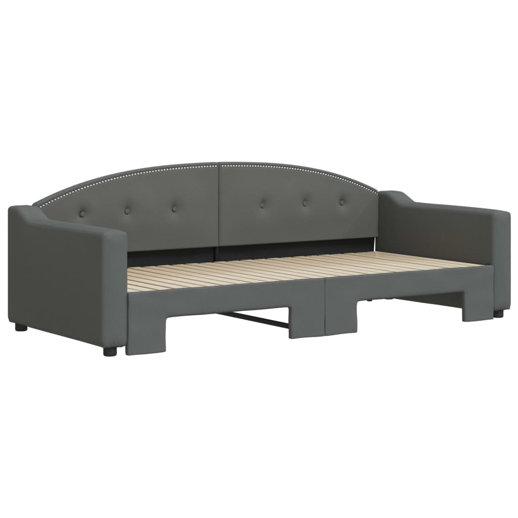 vidaXL Slaapbank met onderschuifbed 90x200 cm stof donkergrijs afbeelding