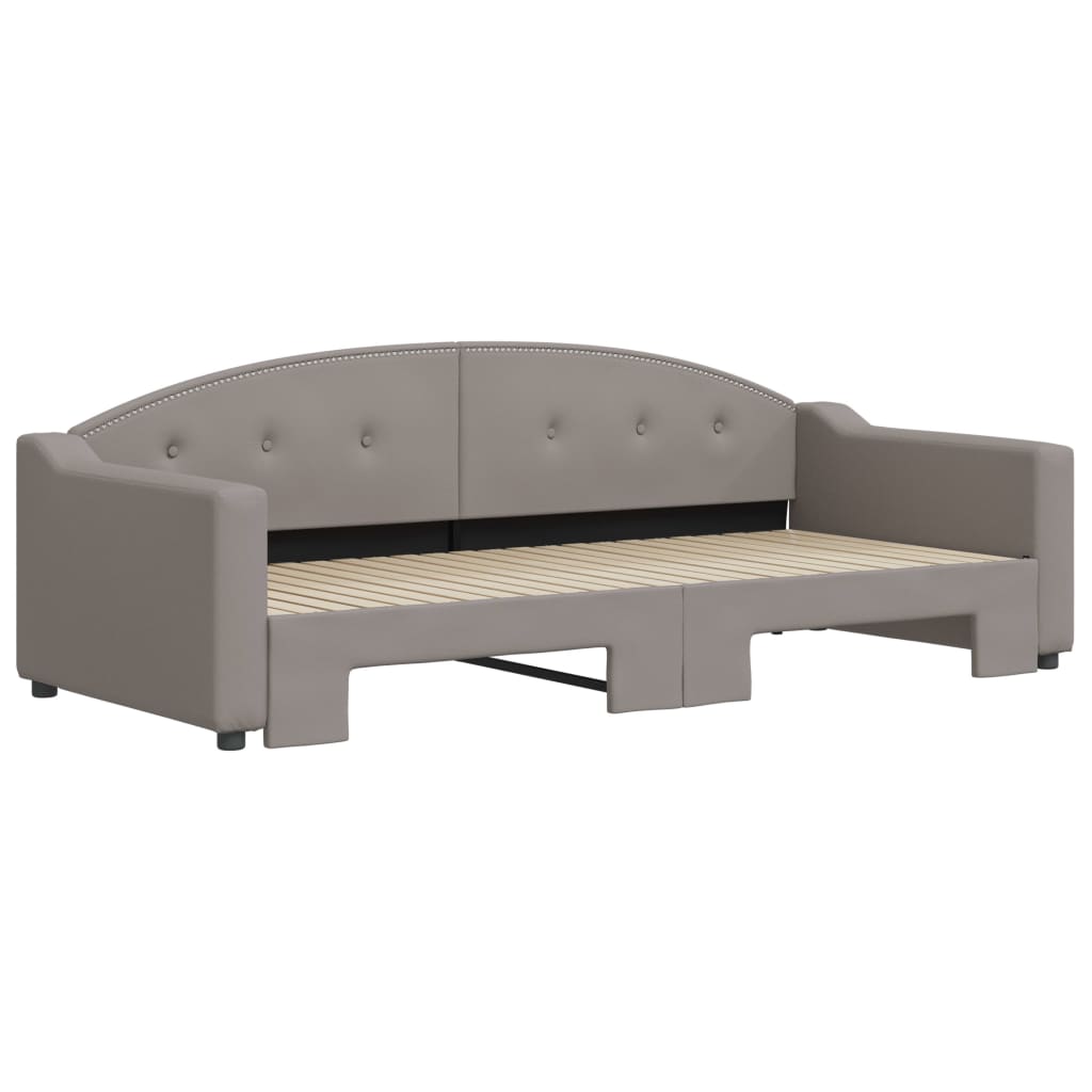 vidaXL Slaapbank met onderschuifbed 90x200 cm stof taupe afbeelding