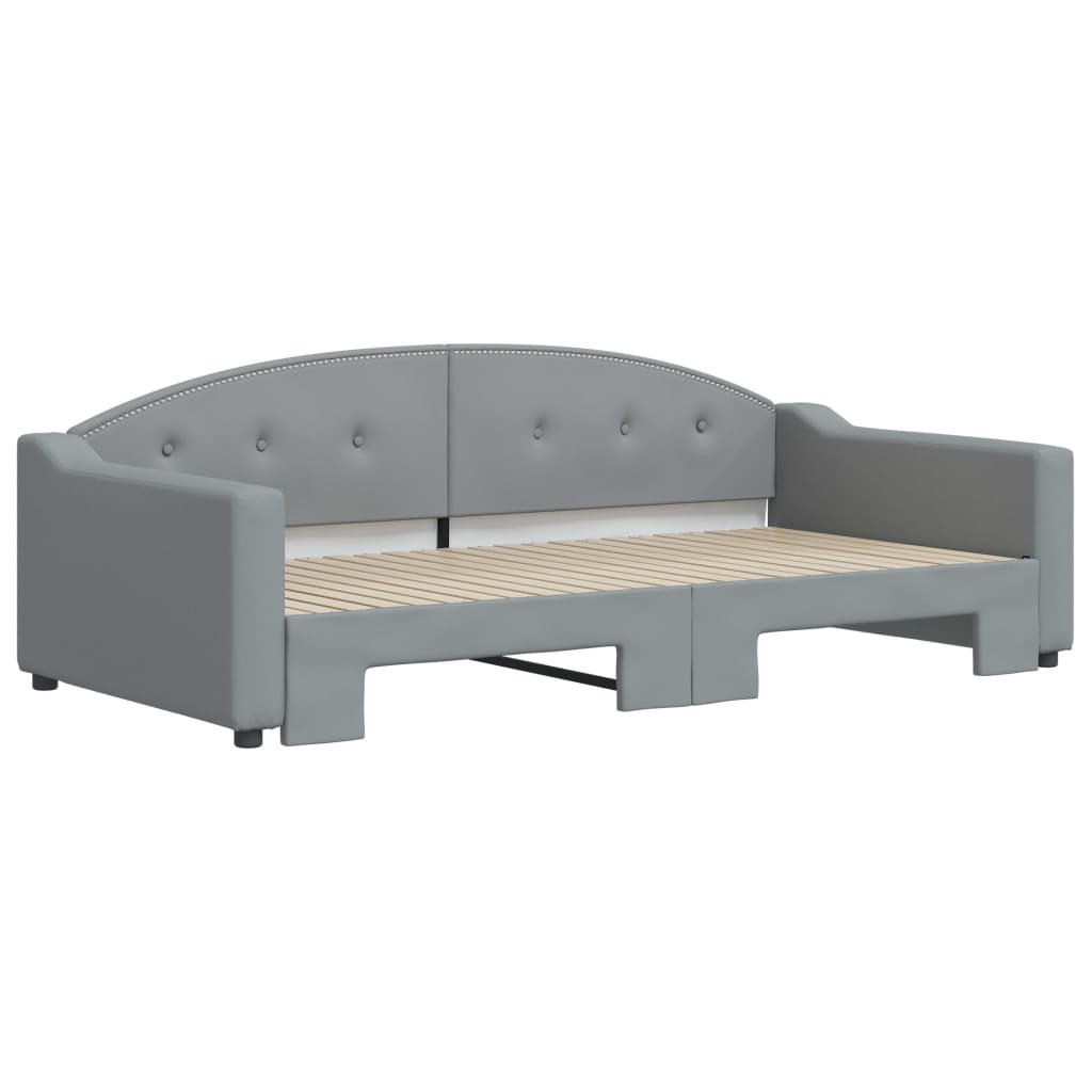 vidaXL Slaapbank met onderschuifbed 100x200 cm stof lichtgrijs afbeelding